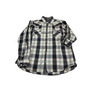 Supply Company Shirt Mens Size L Plaid Pearl Snap Short Sleeve Western Cowboy
